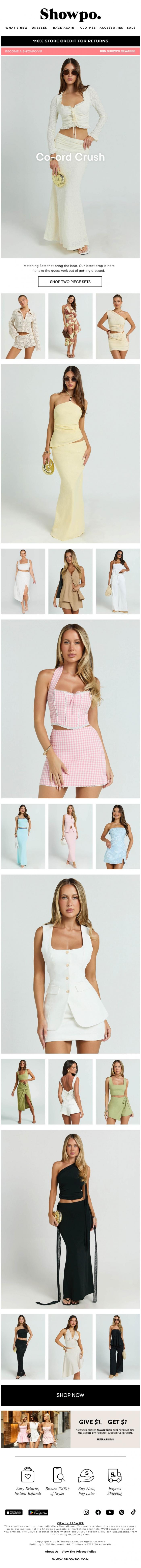 Email Design Inspiration from Showpo, Match Made In Summer