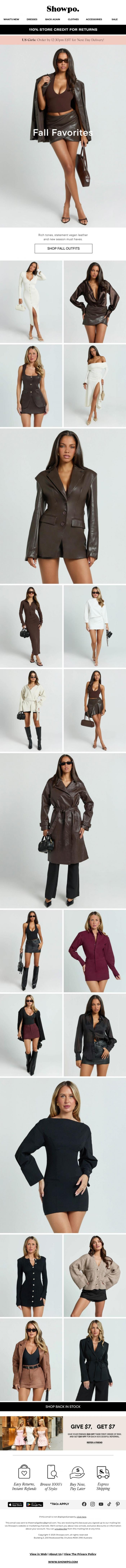 Email Design Inspiration from Showpo, Your Fall Favorites Are Here, Babe