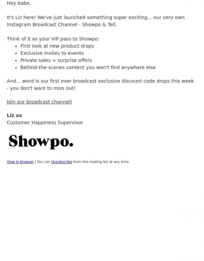 Email Design Inspiration from Showpo, Want In On Secret Sales + Invites?