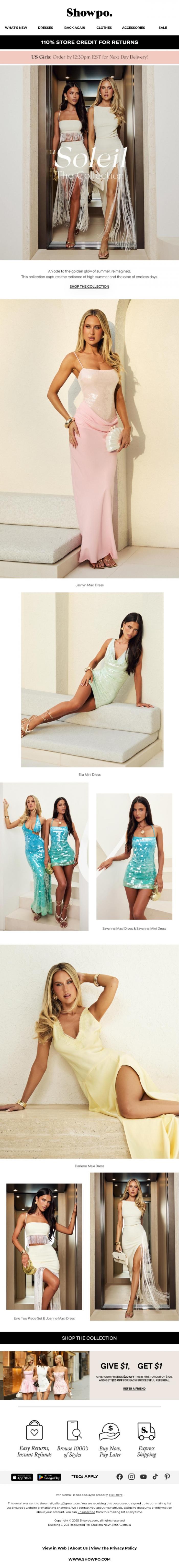Email Design Inspiration from Showpo, A Vacation-Ready Collection