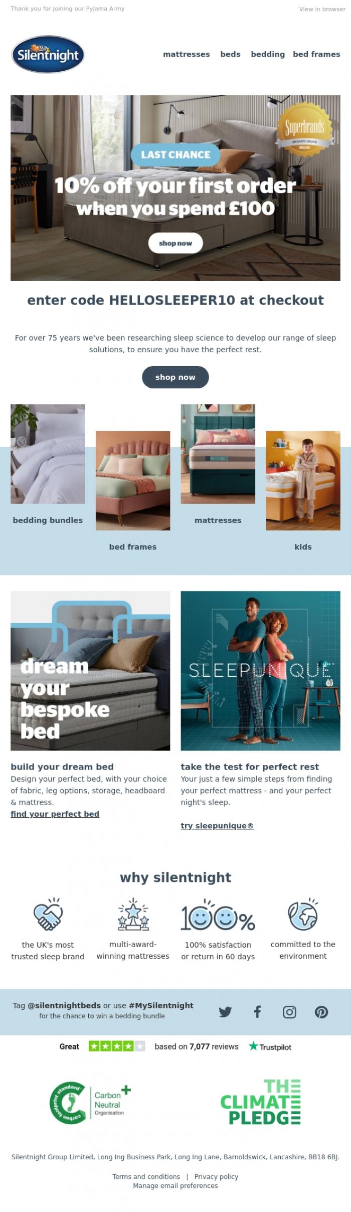 Email Design Inspiration from Silentnight, Something to say thank you