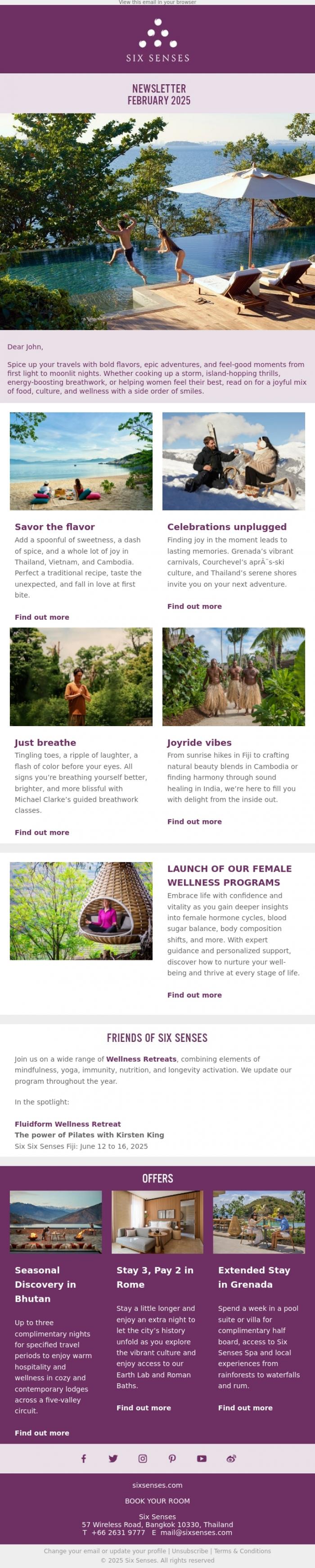 Email Design Inspiration from Six Senses, Spice of life
