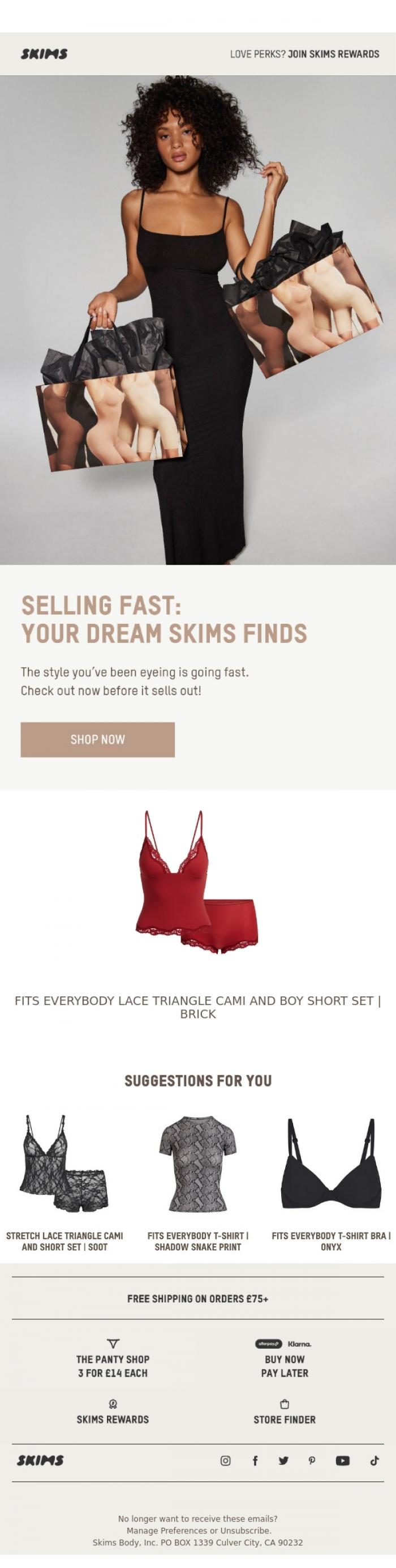 Email Design Inspiration from SKIMS, Last Chance to Snag Your Favorites