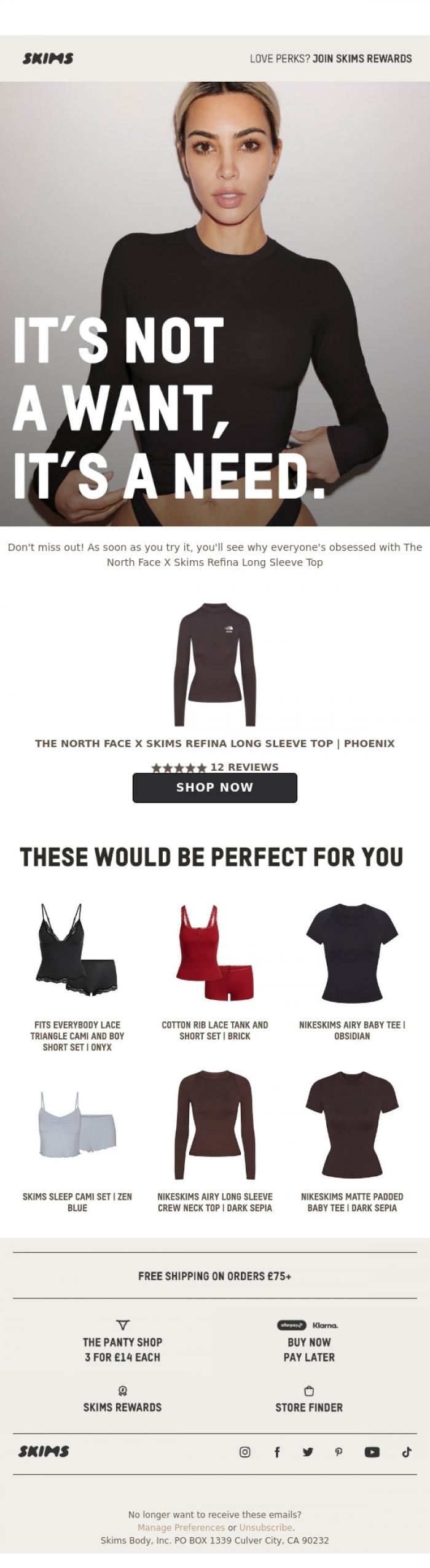 Email Design Inspiration from SKIMS, This would look so good on you.