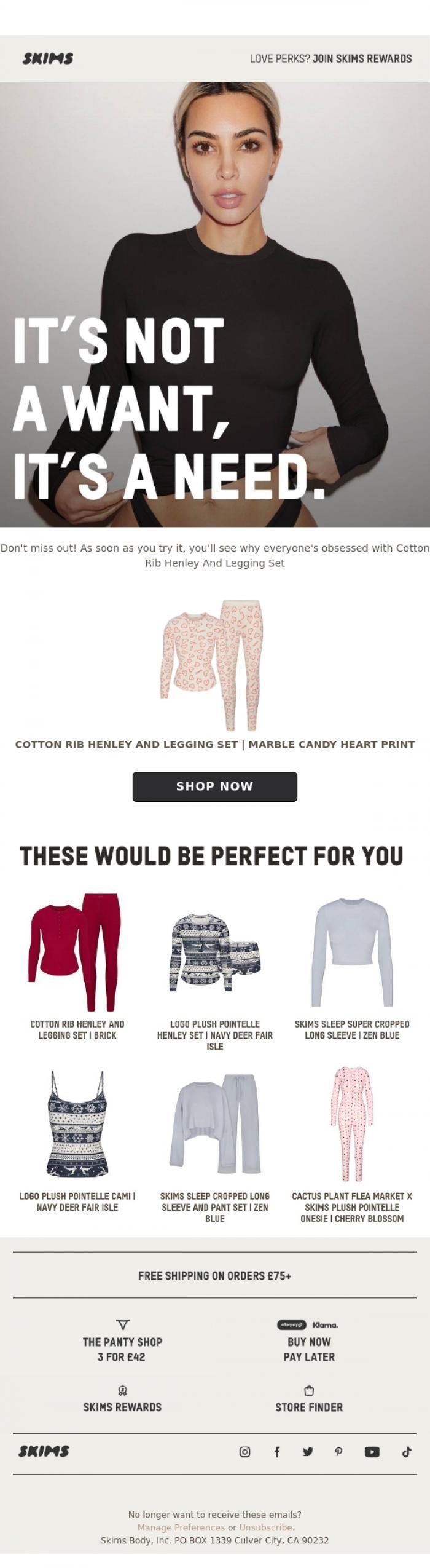 Email Design Inspiration from SKIMS, This would look so good on you.