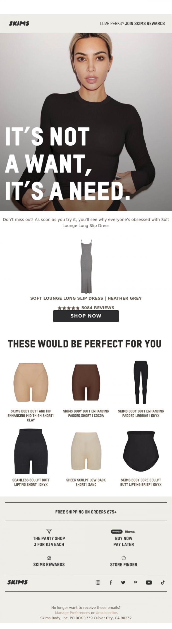 Email Design Inspiration from SKIMS, This would look so good on you.