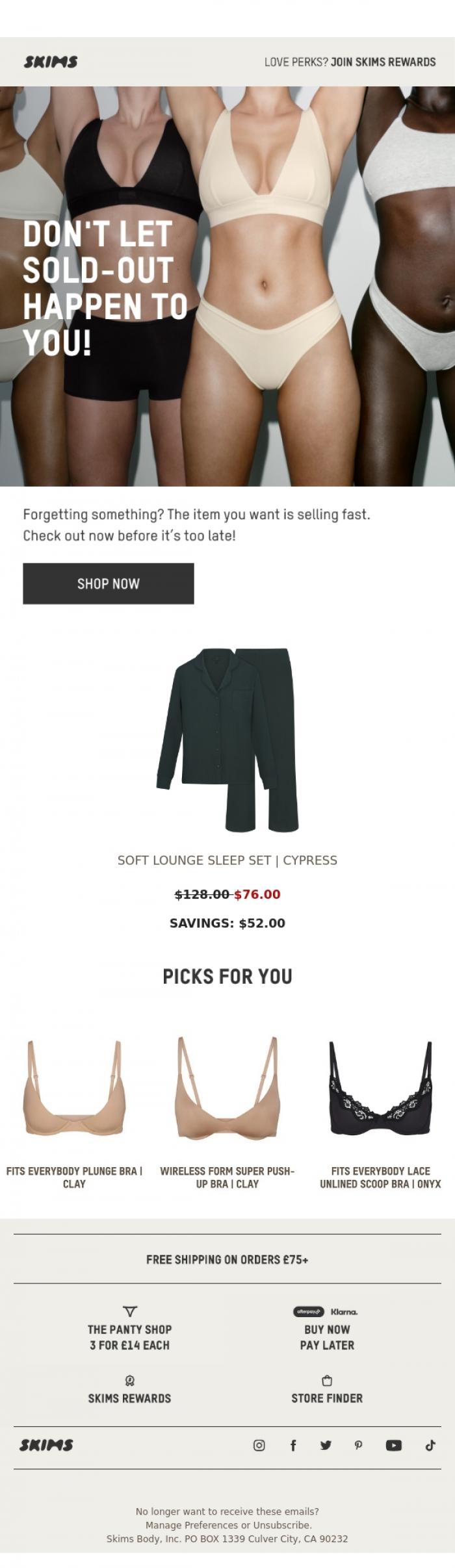 Email Design Inspiration from SKIMS, Shop Your Item For Less