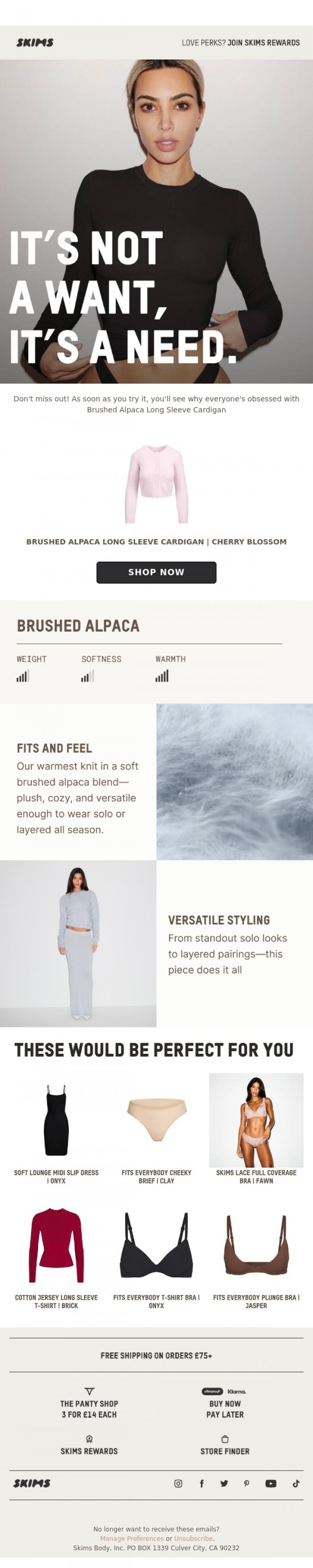 Email Design Inspiration from SKIMS, This would look so good on you.