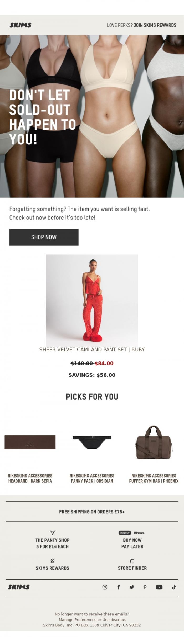 Email Design Inspiration from SKIMS, Shop Your Item For Less