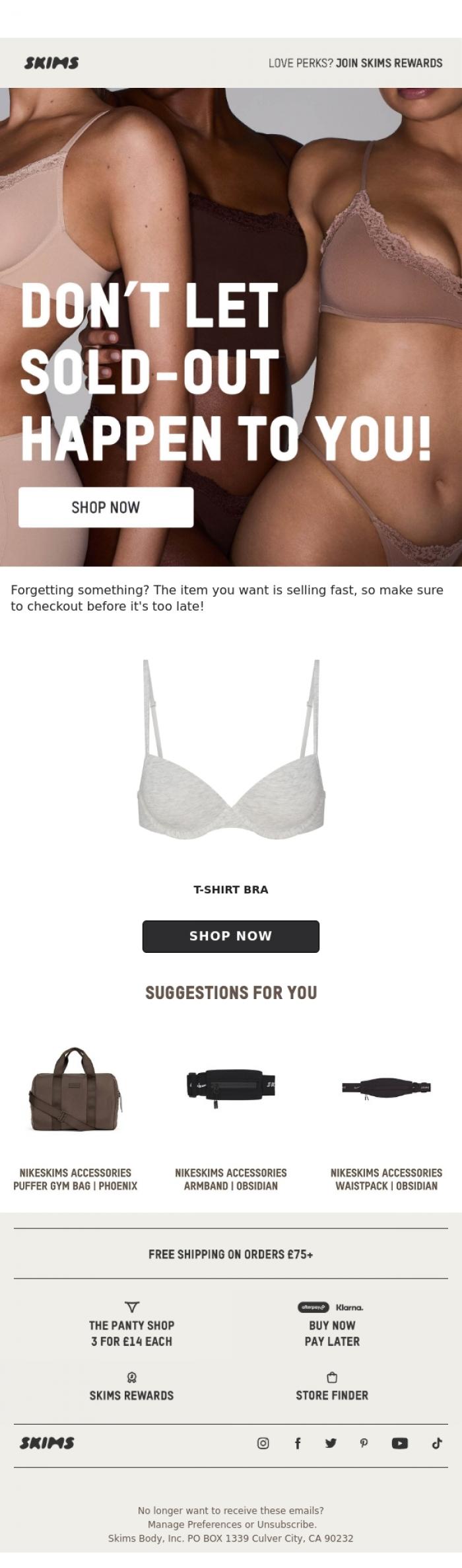 Email Design Inspiration from SKIMS, Your cart is about to expire!