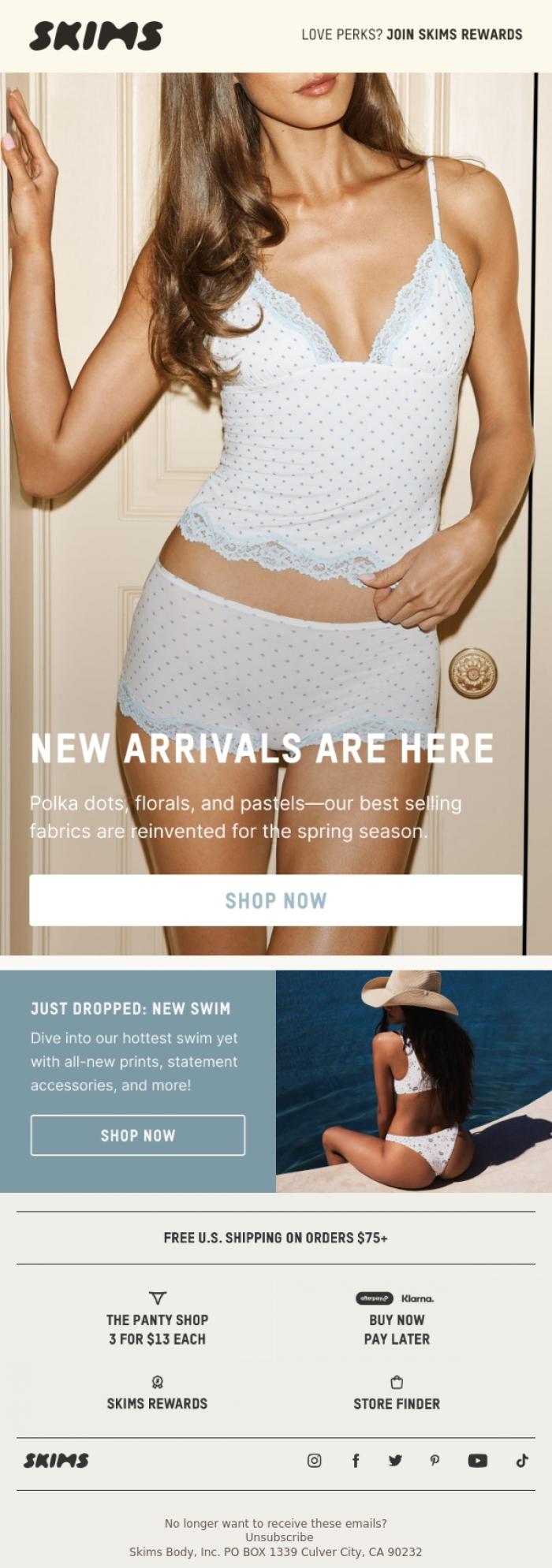 Email Design Inspiration from SKIMS, New Arrivals Are Here