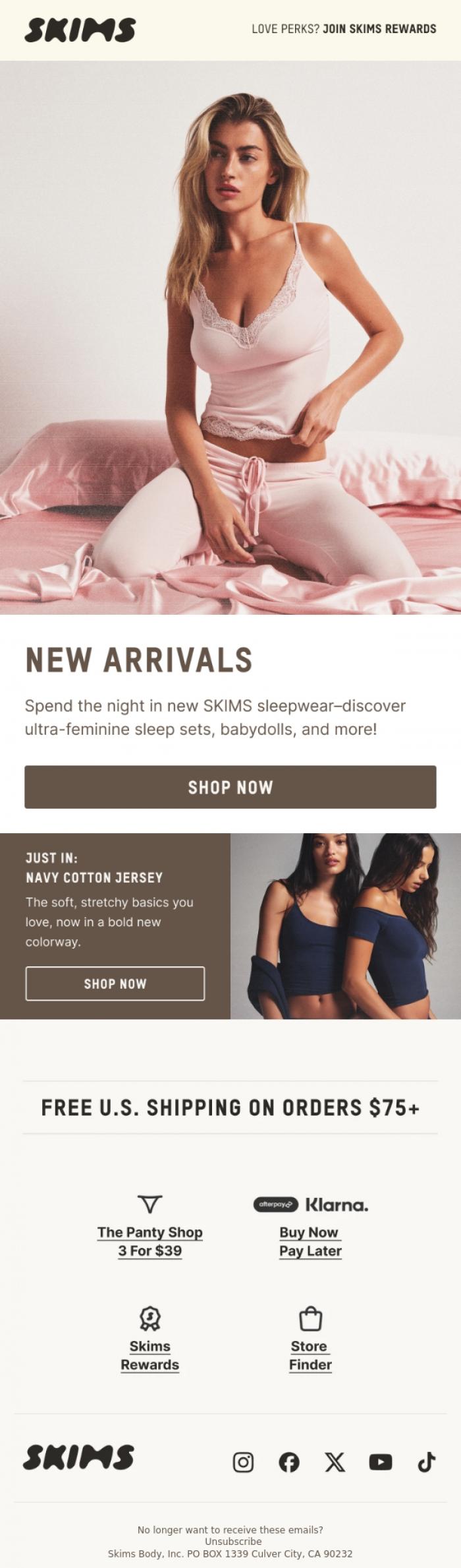 Email Design Inspiration from SKIMS, New Arrivals Are Here