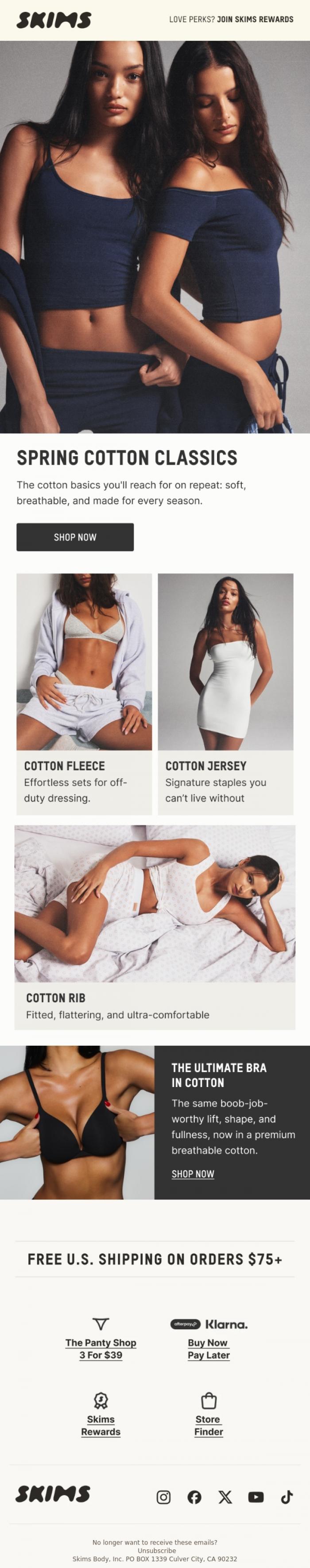 Email Design Inspiration from SKIMS, FIVE-STAR COTTON