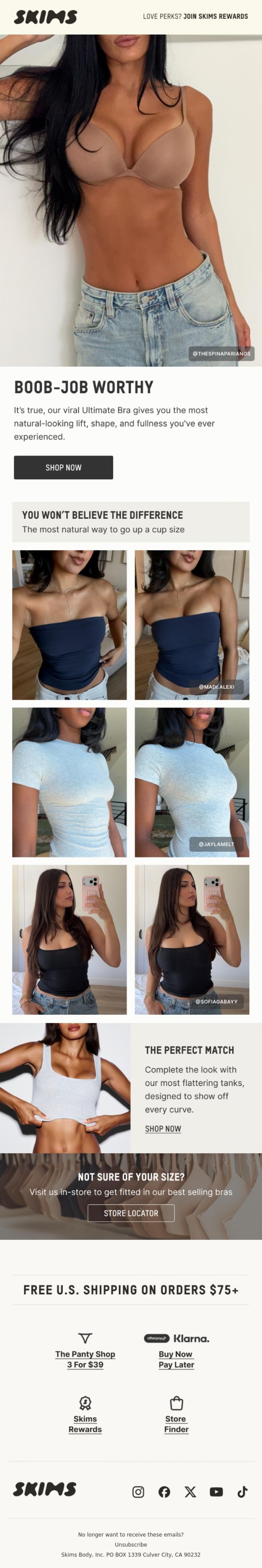 Email Design Inspiration from SKIMS, THE SKIMS ULTIMATE BRA