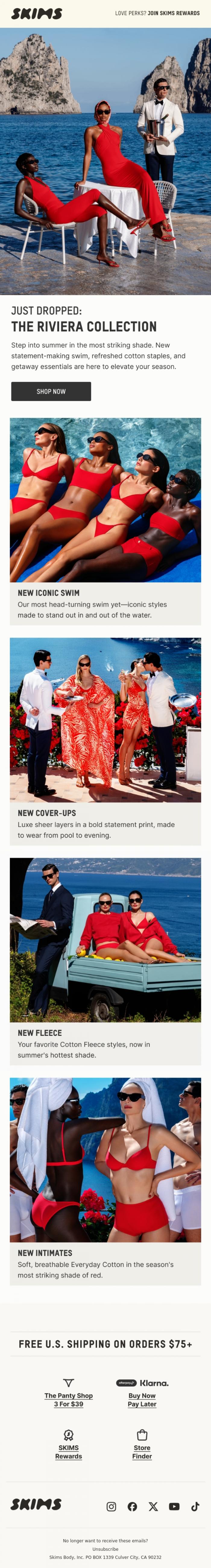 Email Design Inspiration from SKIMS, Just Dropped: The Riviera Collection