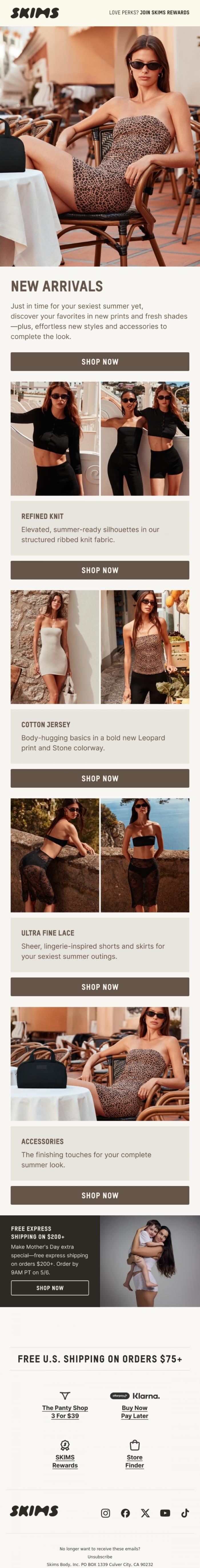 Email Design Inspiration from SKIMS, New Arrivals Are Here