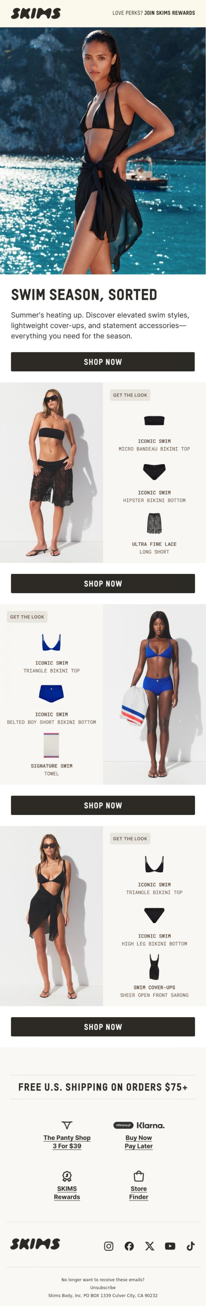 Email Design Inspiration from SKIMS, Dive Into SKIMS Swim