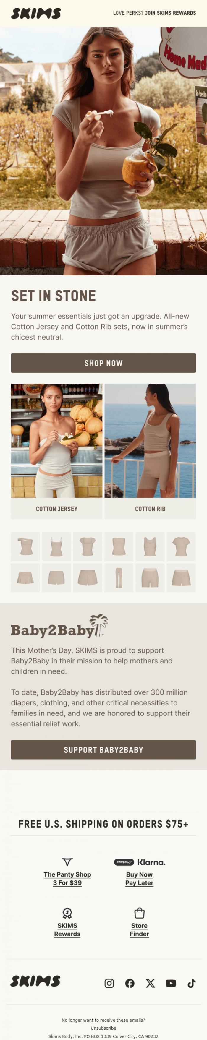 Email Design Inspiration from SKIMS, Fresh Cotton Sets Just Landed