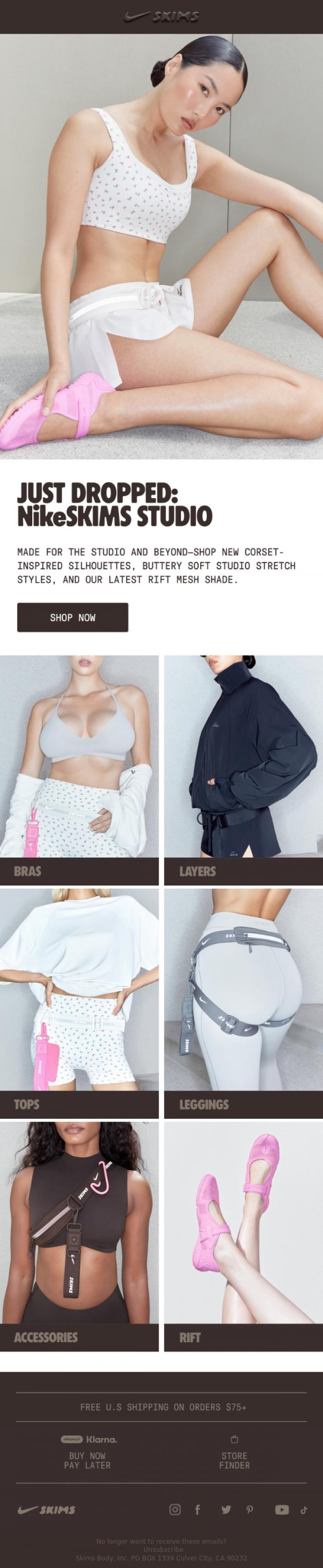 Email Design Inspiration from SKIMS, Just Dropped: NikeSKIMS Studio