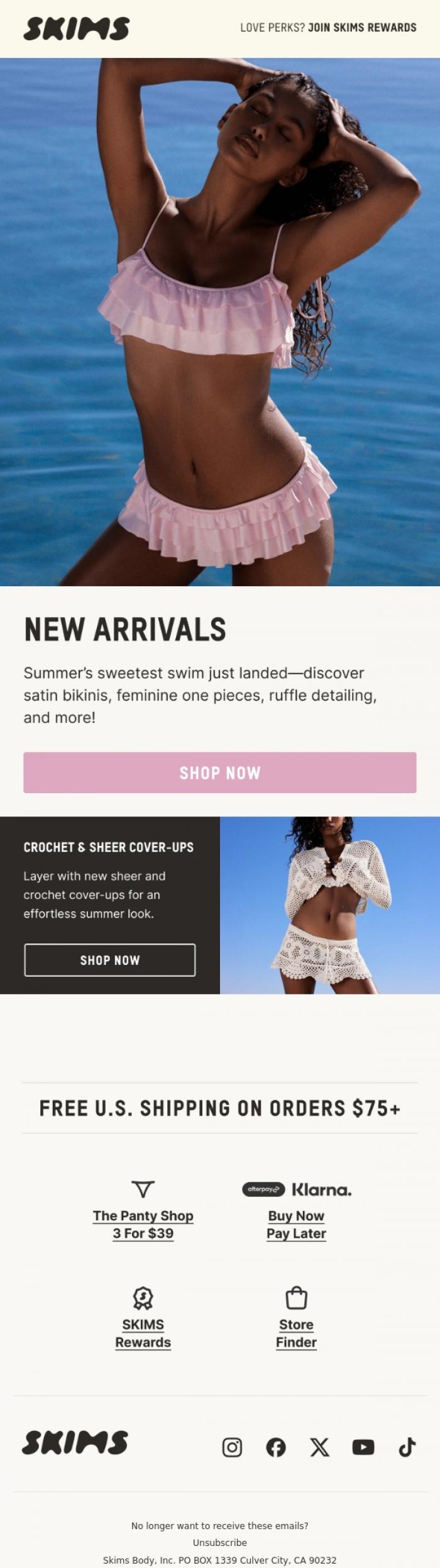 Email Design Inspiration from SKIMS, New Arrivals Are Here