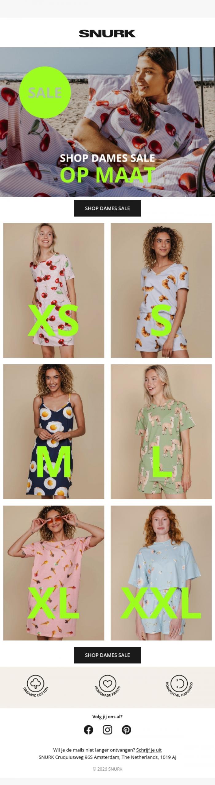 Email Design Inspiration from SNURK, Shop de SALE op maat!
