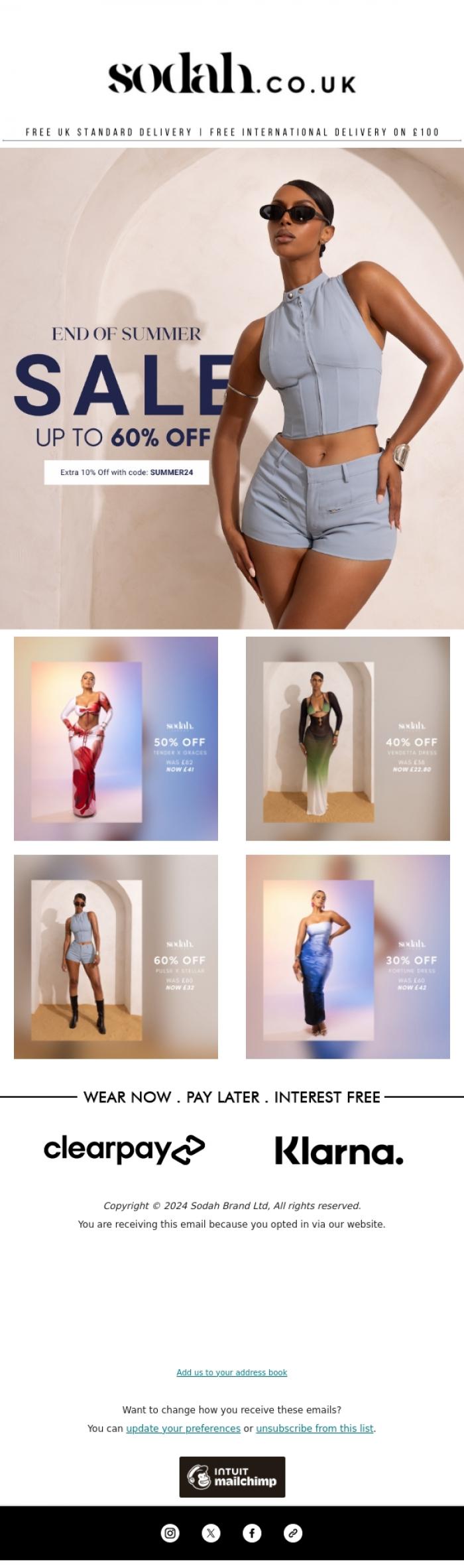 Email Design Inspiration from Sodah Brand, Attention🚨 End of Summer SALE