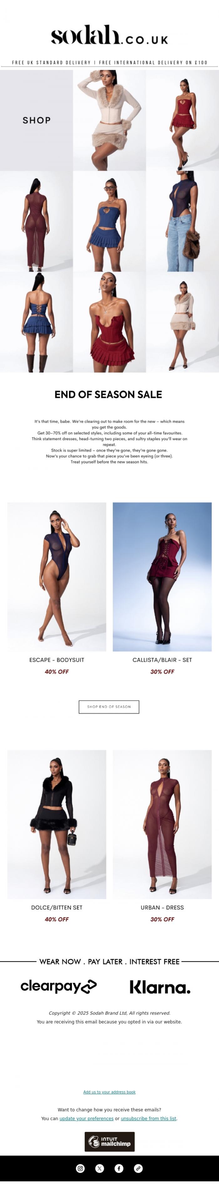 Email Design Inspiration from Sodah Brand, Shop 30-70% Off Sale!!