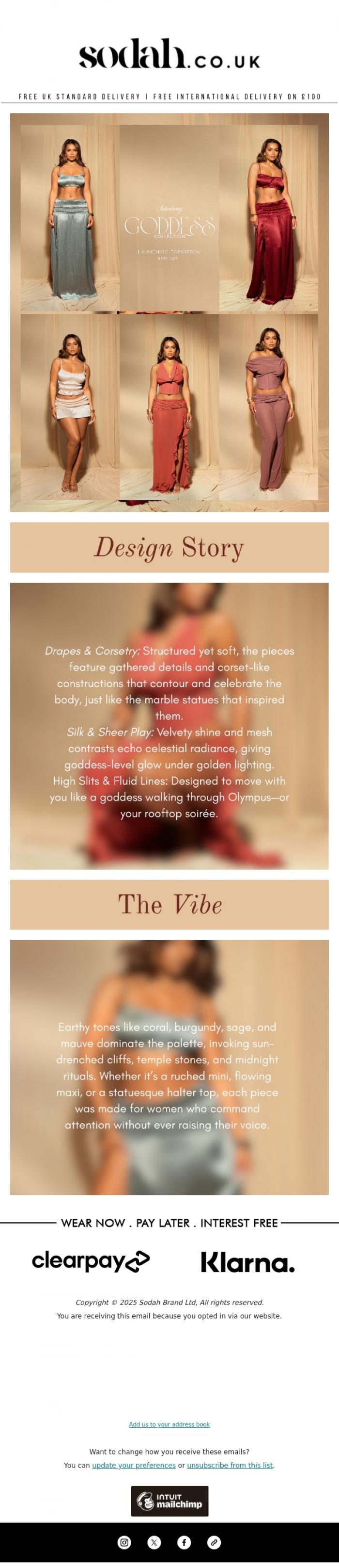 Email Design Inspiration from Sodah Brand, The Goddess Collection | Your Divine Era Starts Now 🌟