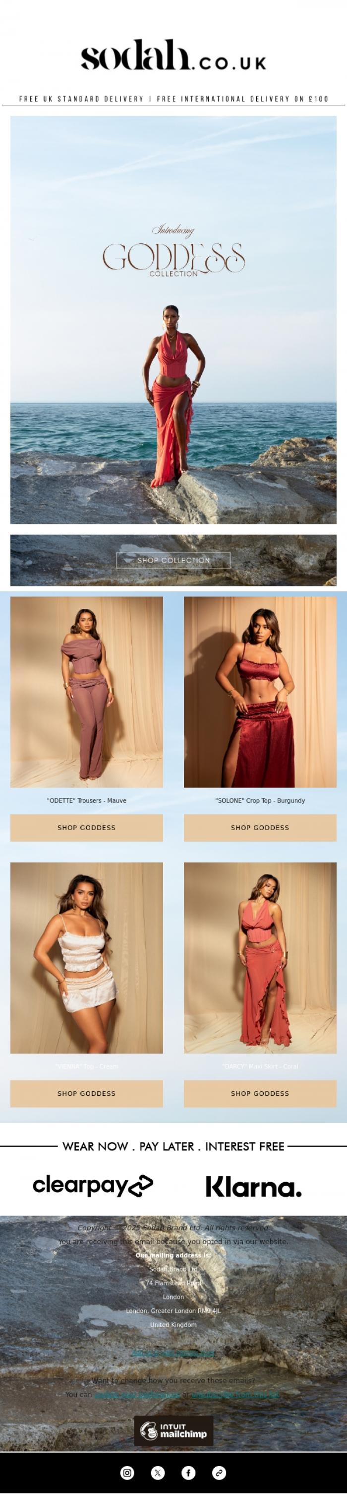Email Design Inspiration from Sodah Brand, The Goddess Collection | Now Live 🌟