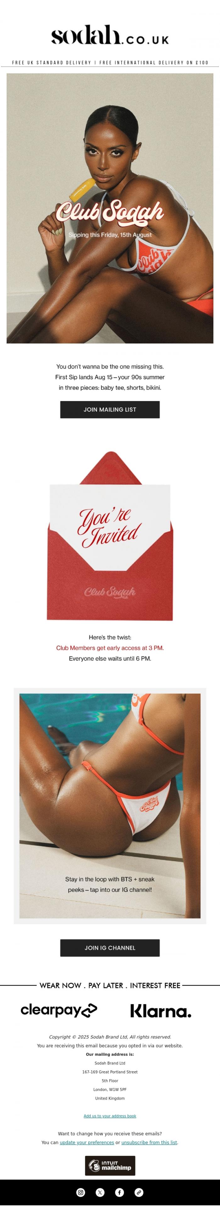 Email Design Inspiration from Sodah Brand, Meet Club Sodah 💌