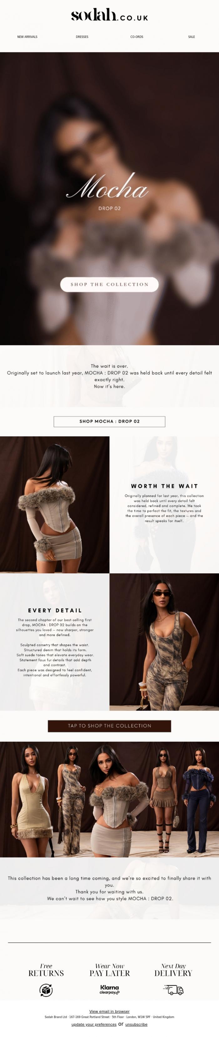 Email Design Inspiration from Sodah Brand, MOCHA : DROP 02 Is Live