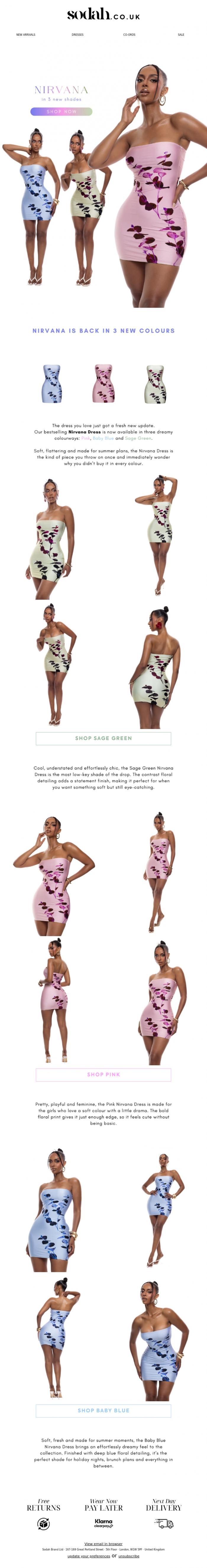 Email Design Inspiration from Sodah Brand, The Nirvana Colour Drop is Here!!