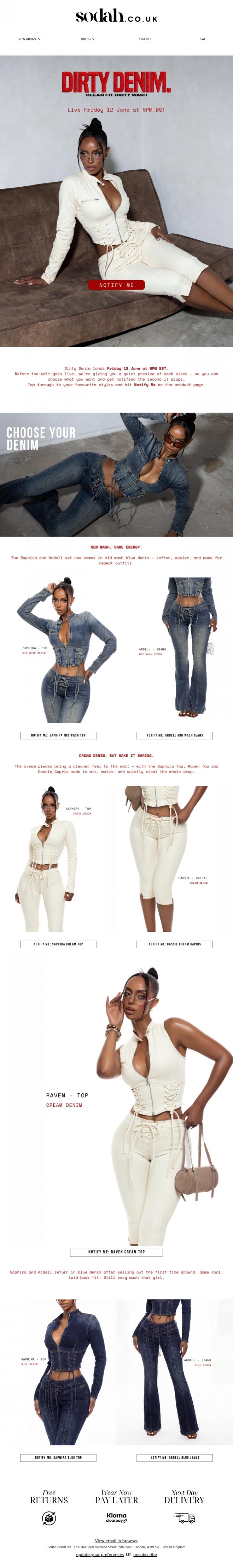 Email Design Inspiration from Sodah Brand, Your Dirty Denim Preview Is Inside!