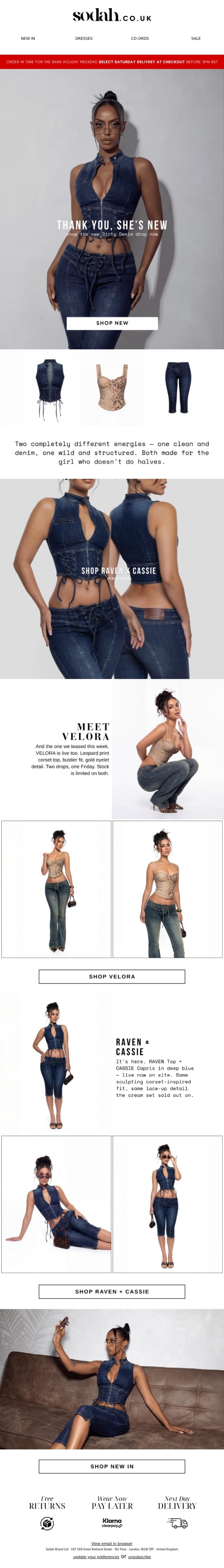 Email Design Inspiration from Sodah Brand, Now Live: New Addition To The Dirty Denim Gang ❤️&zwj;🔥