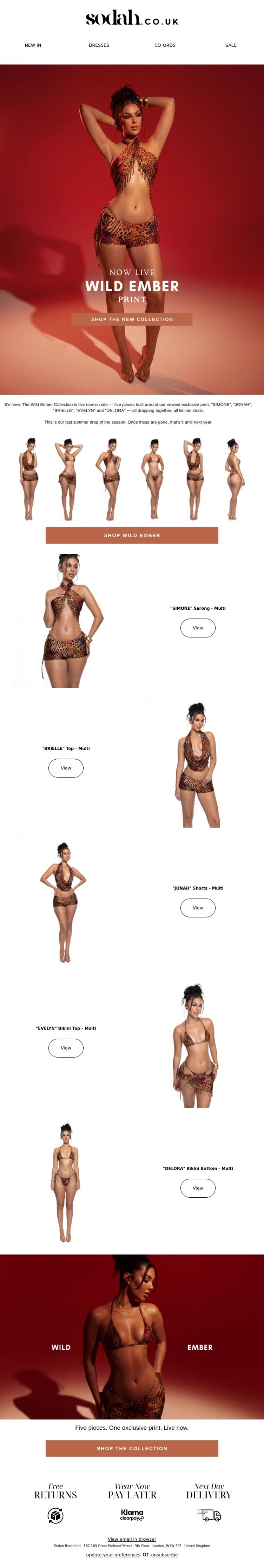 Email Design Inspiration from Sodah Brand, Wild Ember Is Live. 🔥 🔥