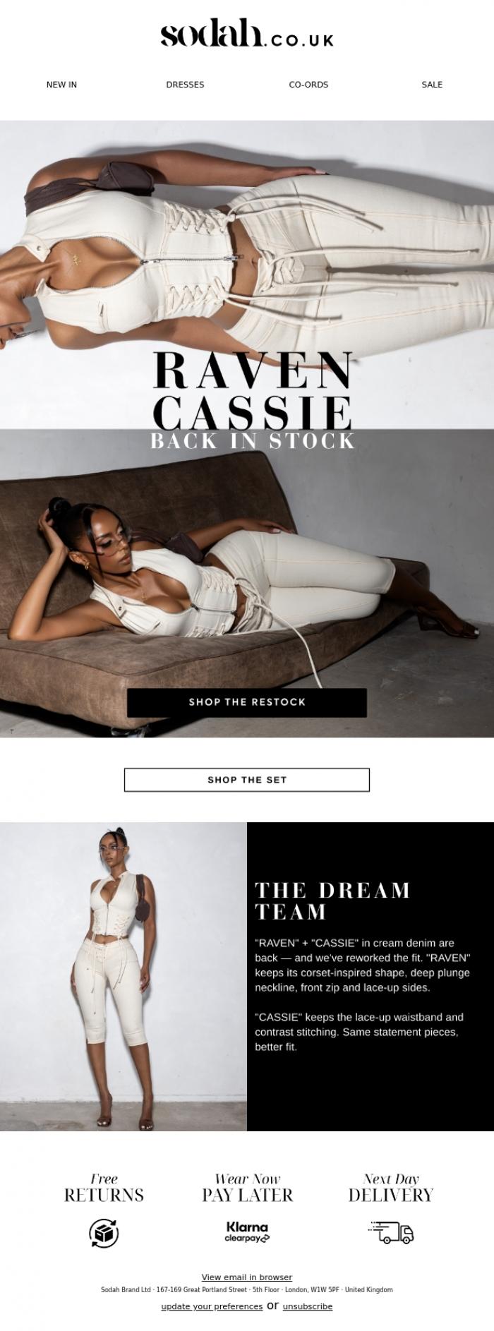 Email Design Inspiration from Sodah Brand, RAVEN + CASSIE Are Back🔥 🔥