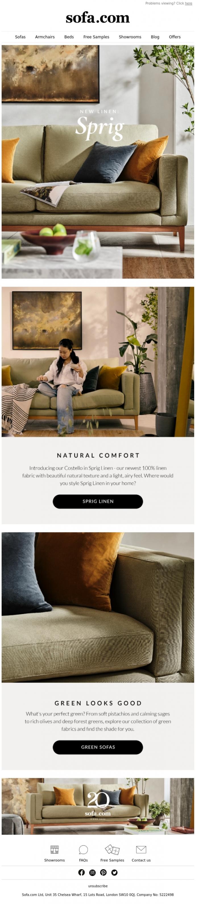 Email Design Inspiration from sofa.com, Meet Your New Favourite Fabric