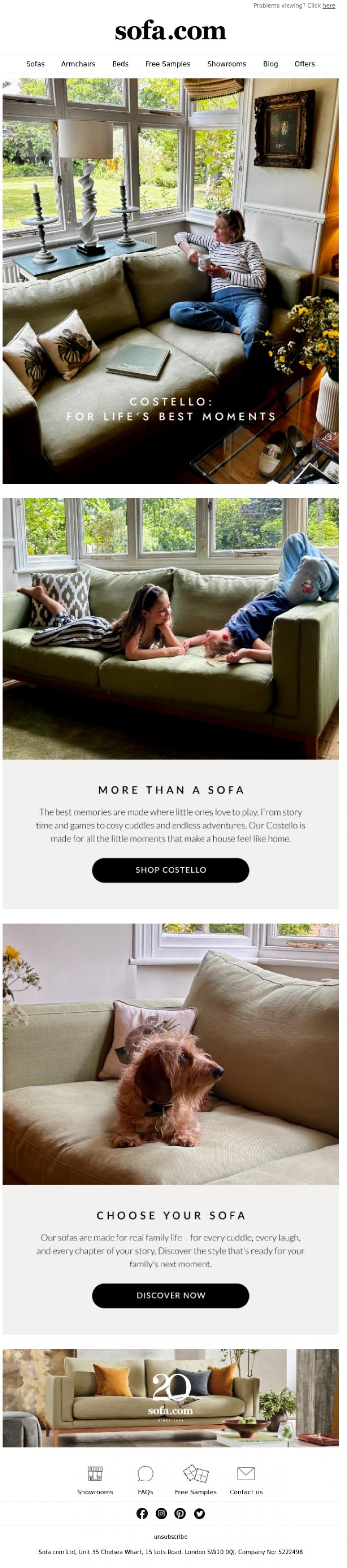 Email Design Inspiration from sofa.com, Costello At Home: Family Approved