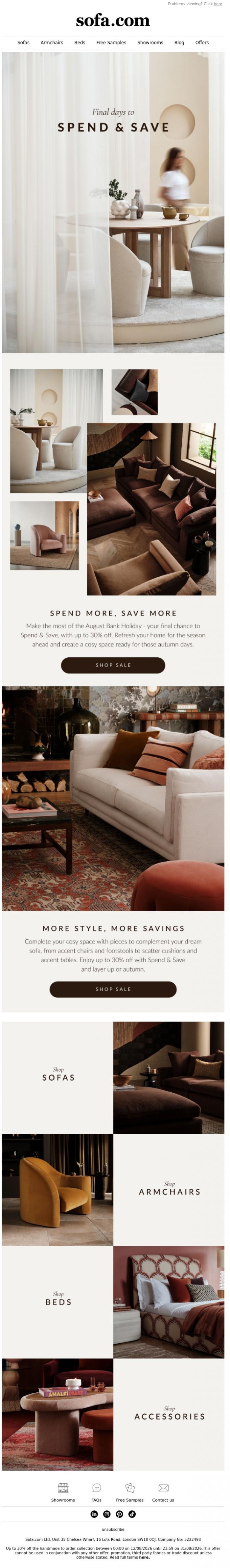 Email Design Inspiration from sofa.com, Final Days: Save More This Bank Holiday