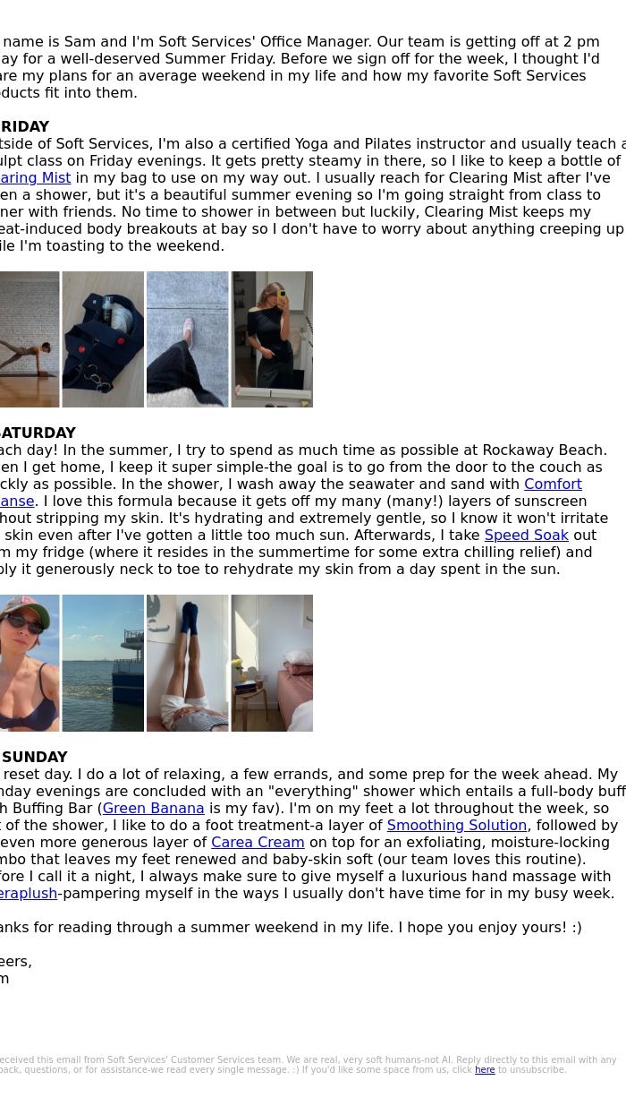 Email Design Inspiration from Soft Services, My typical summer weekend ft. Soft Services