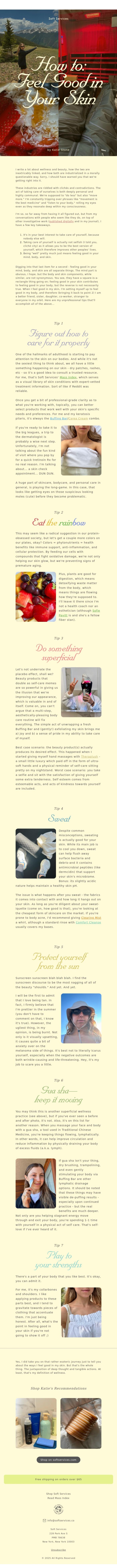 Email Design Inspiration from Soft Services, How to Feel Good in Your Skin