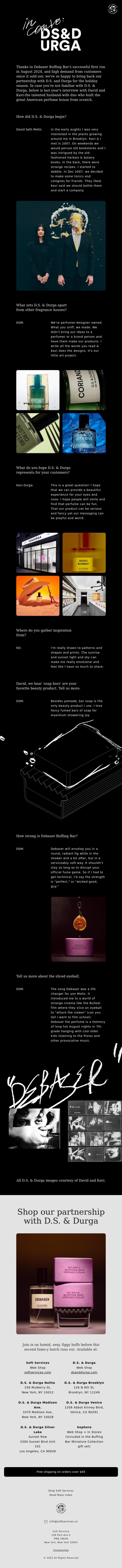 Email Design Inspiration from Soft Services, A convo with D.S. & DURGA