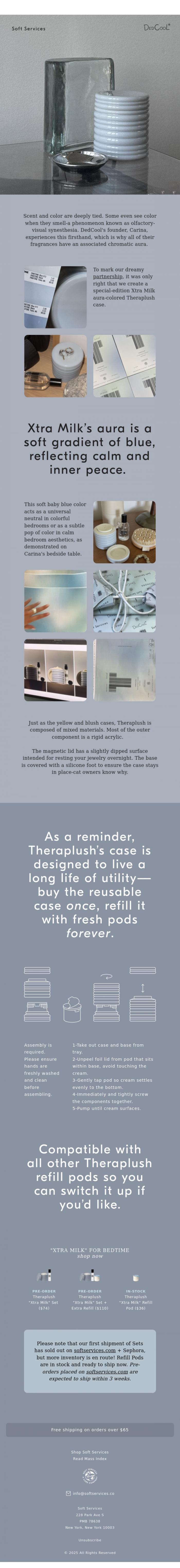 Email Design Inspiration from Soft Services, Does that come in Xtra Milk blue?