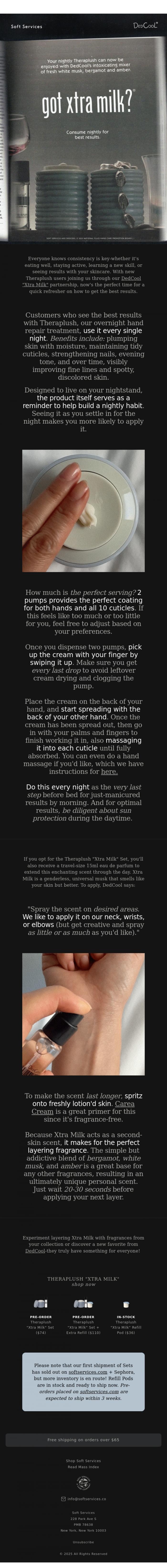 Email Design Inspiration from Soft Services, Theraplush with Xtra Milk, please