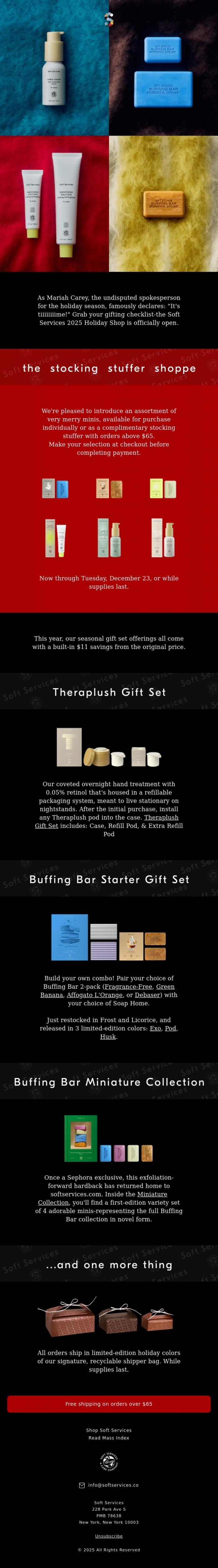 Email Design Inspiration from Soft Services, Welcome to the Soft Services Holiday Shop