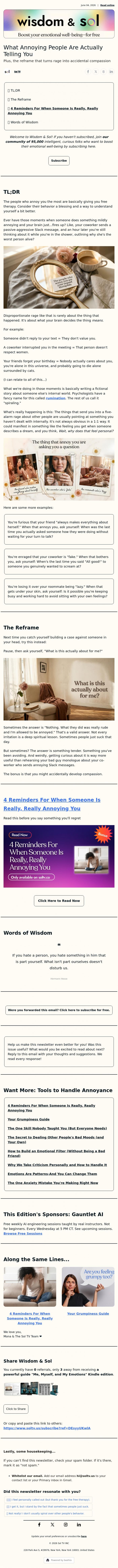 Email Design Inspiration from Sol TV, What Annoying People Are Actually Telling You