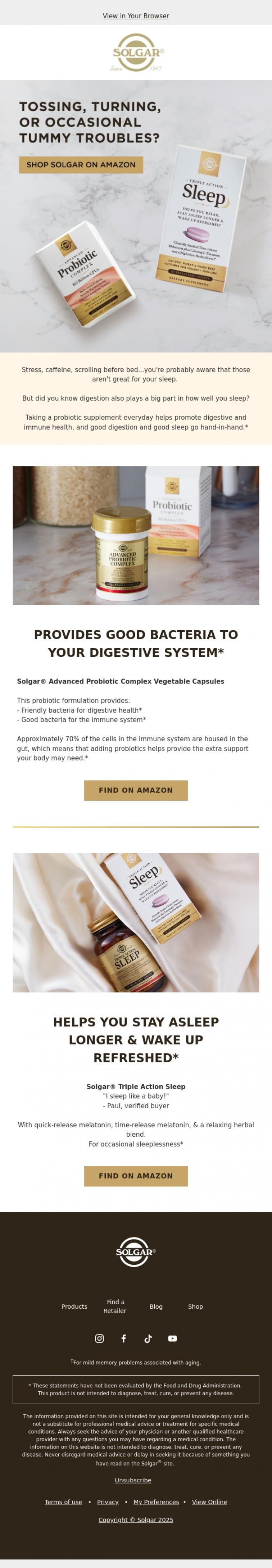 Email Design Inspiration from Solgar, Did you know THIS can impact your sleep?