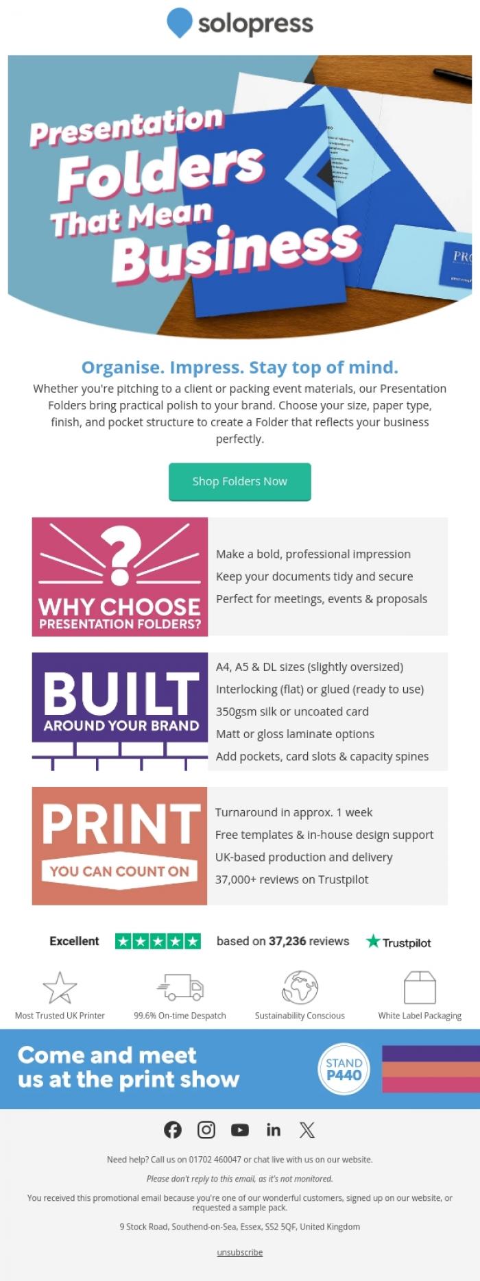 Email Design Inspiration from Solopress, Give Your Brand the Professional Edge
