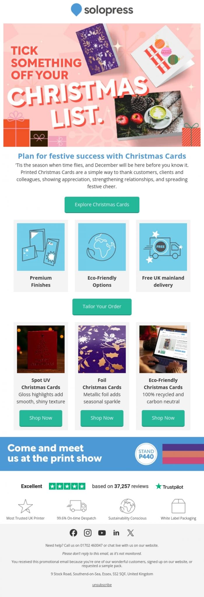 Email Design Inspiration from Solopress, Get ahead with Christmas Card printing