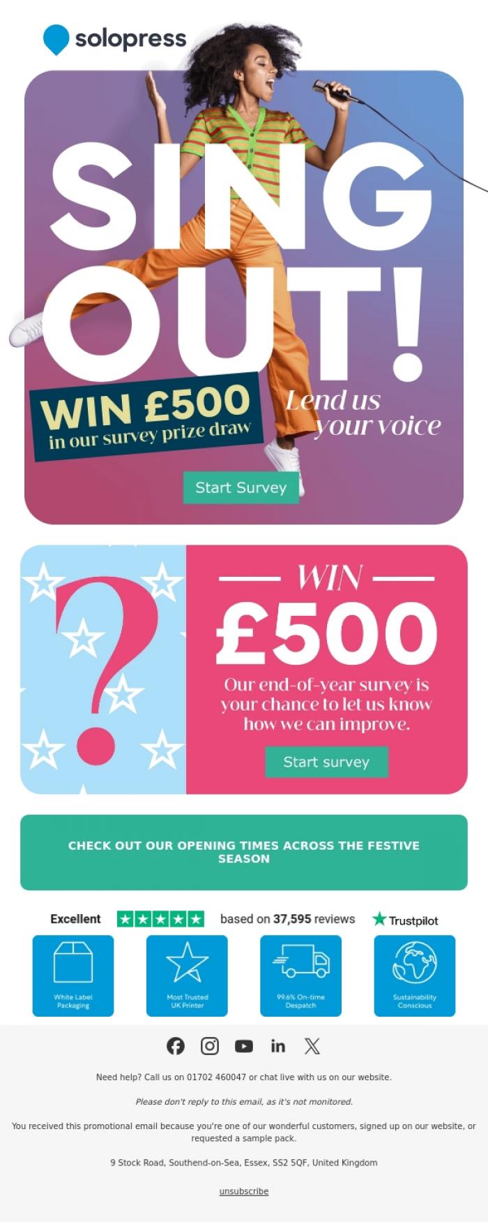 Email Design Inspiration from Solopress, Help Shape 2026 - Win &pound;500